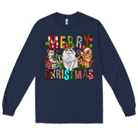 Navy Merry christmas cats Long Sleeve Tee - FaDigitalArtStudio