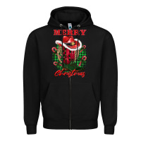 Black merry christmas boots hat rope Zipper Hoodie - AdoDesignShop