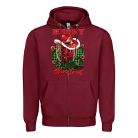 Burgundy merry christmas boots hat rope Zipper Hoodie - AdoDesignShop