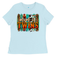 Baby Blue mom of twins western brushstroke Ladies Tee - OliviaCreatesArt