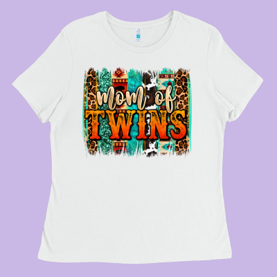 Mom Of Twins Western Brushstroke Ladies Tee Designed By Oliviacreatesart