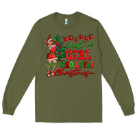 Army Green Just A Girl Who Loves Christmas Long Sleeve Tee - FaDigitalArtStudio