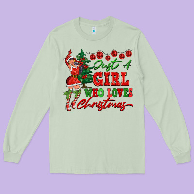 Just A Girl Who Loves Christmas Long Sleeve Tee Designed By Fadigitalartstudio