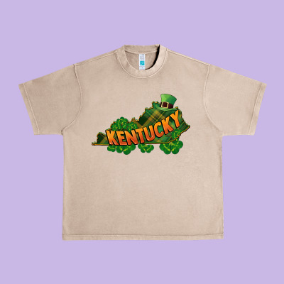 Kentucky Map St. Patrick's Day Urban Heavy Tee Designed By Fadigitalartstudio