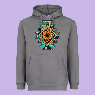Aztec Leopard Sunflower Heavyweight Hoodie Designed By Jahusdesignshop