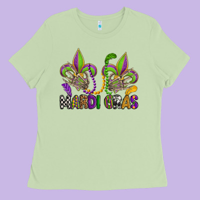 Mardi Gras Skeleton Hands  Fleur De Lis Ladies Tee Designed By Oliviacreatesart