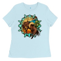 Baby Blue gemstone cowboy Ladies Tee - OliviaCreatesArt