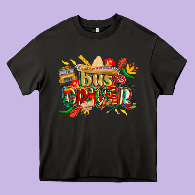 Cinco De Mayo Bus Driver Heavy Core Tee Designed By Cowgirlartshop