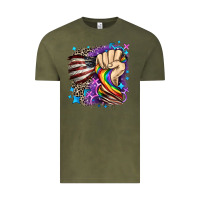 Vintage Olive LGBTQ+ and American flag Vintage Tee - FaDigitalArtStudio