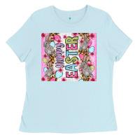 Baby Blue Happy Easter bunnies eggs 20oz skinny tumbler Ladies Tee - OliviaCreatesArt