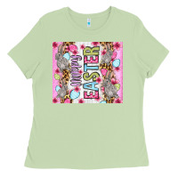 Matcha Happy Easter bunnies eggs 20oz skinny tumbler Ladies Tee - OliviaCreatesArt