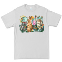 Dove Grey Easter Day wine glasses bunny Premium Tee - HowdyJamesFarm