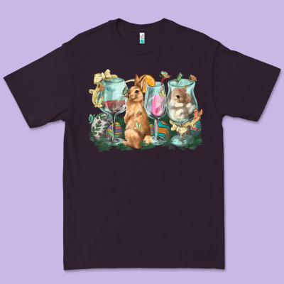 Easter Day Wine Glasses Bunny Premium Tee Designed By Howdyjamesfarm