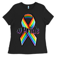 Black pride lgbtq awareness ribbon Ladies Tee - OliviaCreatesArt