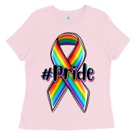 Bubblegum Pink pride lgbtq awareness ribbon Ladies Tee - OliviaCreatesArt
