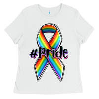 White pride lgbtq awareness ribbon Ladies Tee - OliviaCreatesArt