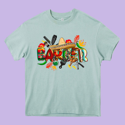 Cinco De Mayo Barber Heavy Core Tee Designed By Cowgirlartshop