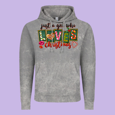 Just A Girl Who Loves Christmas Vintage Hoodie Designed By Fadigitalartstudio