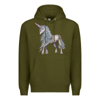 Army Green Unicorn Premium Hoodie - LillyAllenDesigns