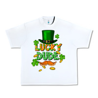 White lucky dude St. Patricks Day Urban Heavy Tee - FaDigitalArtStudio
