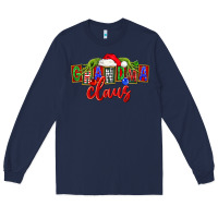 Navy Christmas Grandma Claus Long Sleeve Tee - FaDigitalArtStudio