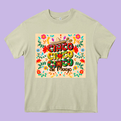 Cinco Cinco Cinco De Mayo Heavy Core Tee Designed By Cowgirlartshop