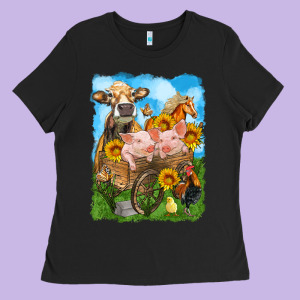 Farm Animals Wagon Olivia Ladies Tee Designed By Oliviacreatesart