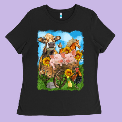 Farm Animals Wagon Olivia Ladies Tee Designed By Oliviacreatesart