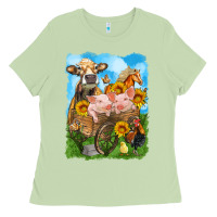 Matcha farm animals wagon olivia Ladies Tee - OliviaCreatesArt