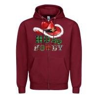 Burgundy ho ho howdy christmas hat Zipper Hoodie - AdoDesignShop