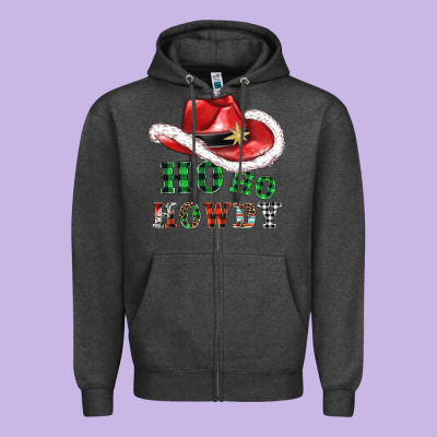 Ho Ho Howdy Christmas Hat Zipper Hoodie Designed By Adodesignshop