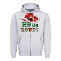 Heather Grey ho ho howdy christmas hat Zipper Hoodie - AdoDesignShop