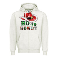 Oatmeal Heather ho ho howdy christmas hat Zipper Hoodie - AdoDesignShop