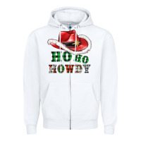 White ho ho howdy christmas hat Zipper Hoodie - AdoDesignShop