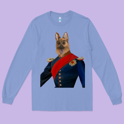 Pet Portraits, Custom Pet Portraits, Renaissance Pet Portraits, Custom Long Sleeve Tee Designed By Ranaportraitstore