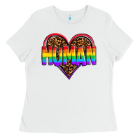 White lgbt pride human Ladies Tee - OliviaCreatesArt