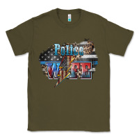 Army Green Police wife lightning bolt 4th of july Classic Tee - HowdyJamesFarm