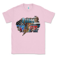Bubblegum Pink Police wife lightning bolt 4th of july Classic Tee - HowdyJamesFarm