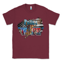 Burgundy Police wife lightning bolt 4th of july Classic Tee - HowdyJamesFarm