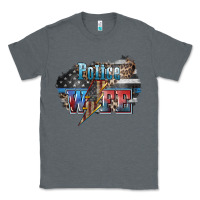 Charcoal Heather Police wife lightning bolt 4th of july Classic Tee - HowdyJamesFarm