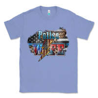 Colony Blue Police wife lightning bolt 4th of july Classic Tee - HowdyJamesFarm