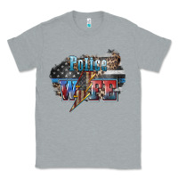Heather Grey Police wife lightning bolt 4th of july Classic Tee - HowdyJamesFarm