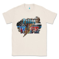 Natural Police wife lightning bolt 4th of july Classic Tee - HowdyJamesFarm