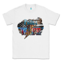 White Police wife lightning bolt 4th of july Classic Tee - HowdyJamesFarm