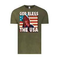 Vintage Olive God Bless the USA Vintage Tee - FaDigitalArtStudio