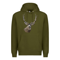 Army Green Mule Buck Deer Head Premium Hoodie - LillyAllenDesigns