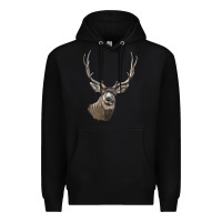 Black Mule Buck Deer Head Premium Hoodie - LillyAllenDesigns