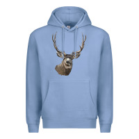 Colony Blue Mule Buck Deer Head Premium Hoodie - LillyAllenDesigns