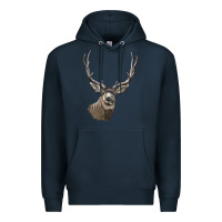 Navy Mule Buck Deer Head Premium Hoodie - LillyAllenDesigns