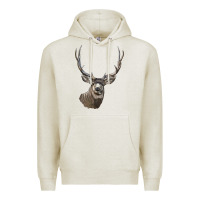 Oatmeal Heather Mule Buck Deer Head Premium Hoodie - LillyAllenDesigns